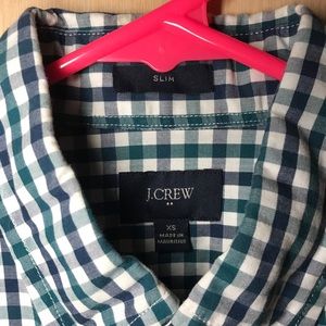 XS J. Crew gingham LS button down shirt.